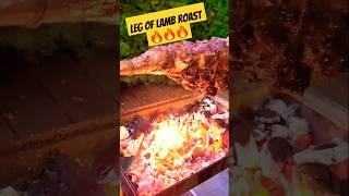 LEG OF LAMB ROAST 🔥 BBQ MEAT FOOD NATURE OUTDOORS fire outdoorcooking lamb foodvlog roast [upl. by Dloreh]