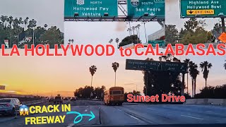 SUNSET DRIVE HOLLYWOOD CALIFORNIA 101 FWY DOWNTOWN LA to CALABASAS 100 travel driving [upl. by Aiyram413]