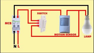 HOW TO MAKE TWO WAY SWITCH WIRING WITH A MOTION SENSORCONNECTION DIAGRAM [upl. by Eednyl]