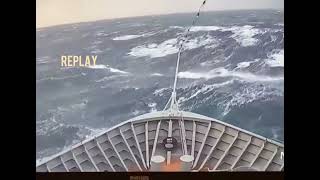 🌊 quotCrashing Waves Norwegian Cruise Ship MS MAUD Battles a Rogue Onslaught at Seaquot 🚢💥 [upl. by Rudolf]