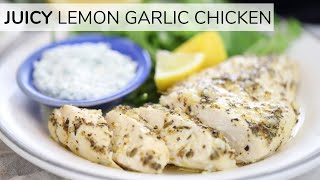 BAKED LEMON GARLIC CHICKEN  easy juicy baked chicken breast [upl. by Aenal]