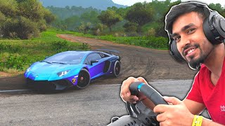 DRIVING A LAMBORGHINI AVENTADOR WITH REAL STEERING WHEEL  TECHNO GAMERZ GTA 5 [upl. by Merwyn306]