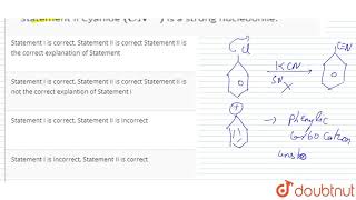 Statement I Benzonitrile is prepared by the reaction of chlorobenzene with potassium [upl. by Anaidirib]