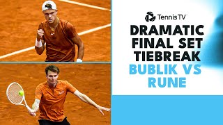 DRAMATIC Rune vs Bublik Final Set Tiebreak  Madrid 2023 [upl. by Ozne642]