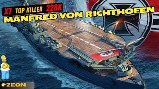 🇩🇪🏆GAMEPLAY Manfred von Richthofen ❌228k❌x7🔥 World of Warships [upl. by Ecnerewal]