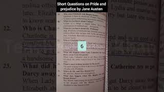 pride and prejudice by Jane Austen Short Questions and answers [upl. by Atonsah]