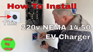 How To Install A 220V EV Electric Car NEMA 1450 Tesla Charger [upl. by Ardnosal467]