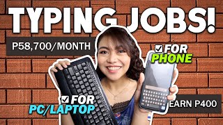 5 TYPING JOBS ONLINE Earn upto ₱587KMO  PHONEPC NO EXPERIENCE Pwede STUDENTS  ALL NONVOICE [upl. by Sholeen]