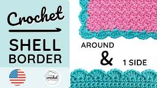 Crochet Shell Border incl Around Corner  Scalloped Edge [upl. by Weisburgh248]