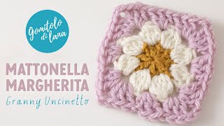 🌼 Mattonella Granny Square con fiore Margherita 🌼 [upl. by Keeler213]