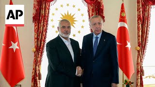 Turkish President Erdogan meets Hamas political leader Haniyeh in Istanbul [upl. by Eiznekcm]