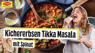 Kichererbsen Tikka Masala mit Spinat  Schnelles amp vegetarisches Rezept [upl. by Sire]