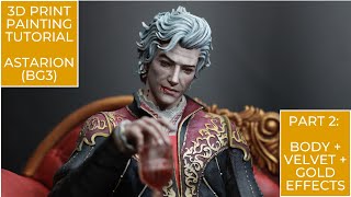 AstarionBG3 Painting tutorial for 3d print  Part 2 Body velvet and gold effects [upl. by Aisak]