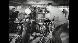 Rare WW2 footage 1943 manufacture and testing of NSU Kettenkrad SdKfz 2 half track motorcycle [upl. by Chang]