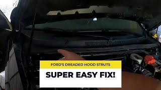 THESE ARE SO EASY TO FIX  Hood Strut install 2013 Ford Taurus SHO [upl. by Katuscha482]