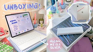 iPad Pro M2 129” Unboxing 🩶 Magic Keyboard amp 2nd Gen Pencil 🖇️ Accesories Cute Case  Bag [upl. by Annaxor730]