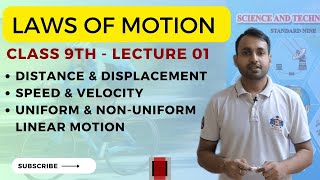 CLASS 9th LAWS OF MOTION LECTURE1  DISTANCE amp DISPLACEMENT  SPEED amp VELOCITY [upl. by Nesyla]