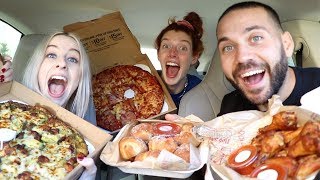 VLOG SQUAD GIRLS MUKBANG PIZZA AND WINGS [upl. by Idyh]