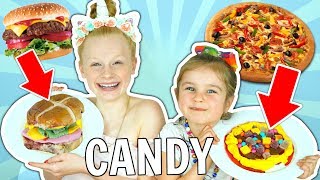 MAKING FOOD OUT OF CANDY CHALLENGE learn how to make real food out of candy DIY  Fizz Sisters [upl. by Ojok361]