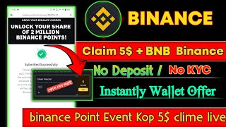 Binance New Offer Today  Binance event Claim 210  Bitget Event  Binance Redeem Points [upl. by Akcemat]