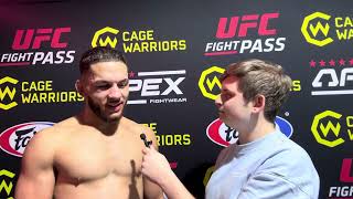 Cage Warriors 180 Tariq Pell Speaks After His Tko Victory and Knowing the Shot Would Be There [upl. by Tabbitha465]