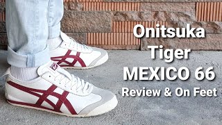 ONITSUKA TIGER MEXICO 66 WHITEBURGUNDY  REVIEW and ON FEET  Sneakers Yo [upl. by Ecidnarb]