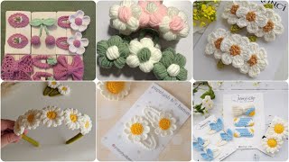 Very easy and beautiful crochet hair accessories ideasCrochet flower hair band amp hair pin design [upl. by Coraline]