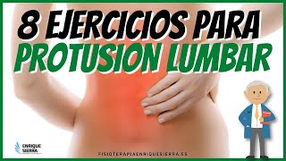 PROTUSIÓN LUMBAR ✅ 8 Ejercicios para fortalecer PARA HACER EN CASA [upl. by Aretak842]