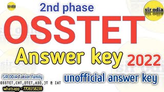 OSSTET unofficial answer key osstet result date osstet 2nd phase osstet sir odiacht admit acrd [upl. by Odrawde]