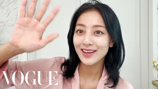 TWICEs JIHYO on Skin Care amp Soft Blush Makeup  Beauty Secrets  Vogue [upl. by Llen]