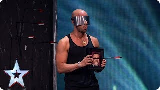 Jonathan Goodwin attempts DANGEROUS crossbow stunt  SemiFinals  BGT 2019 [upl. by Aniroz299]