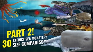 30 EXTINCT SEA MONSTERS SIZE COMPARISON  Part 2 [upl. by Acinnod]