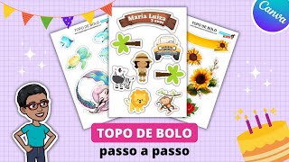 Como Fazer Topo de Bolo no Canva  Passo a Passo [upl. by Ettenim]