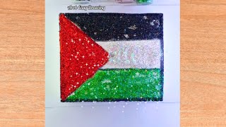 Palestine Glitter Art tutorial  Love Palestine Glitter Art  أحب رسم فلسطين بسهولة  رسم علم فلسطين [upl. by Acilegna]