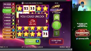 Slingo Starburst slots LIVE with BIG BONUS win Online Gambling with Jersey Joe  147 [upl. by Airetas]