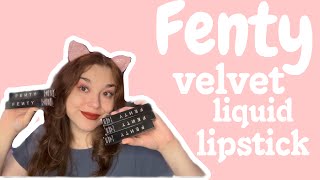 Fenty Icon Velvet Lipstick Review  5 Shades [upl. by Chicky]