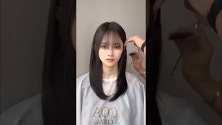 Self cut Korean bangs tutorial 🌸youtubeshorts hairstyle shortsshort [upl. by Akiemat560]