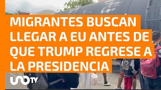 Migrantes aceleran paso persiguen el tren en Veracruz para llegar a la frontera de EU [upl. by Len]