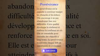 définition de la Persévérance definitions french motivation learnfrench [upl. by Suhcnip71]