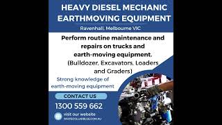 Heavy Diesel Mechanic  Earthmoving Equipment [upl. by Eneryt604]