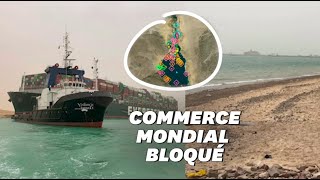 En Égypte le canal de Suez bloqué par un porteconteneurs après un accident [upl. by Aksel833]