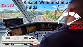 250 kmh aus Lokführersicht  ICE 583 KasselWilhelmshöhe  Fulda  ICEFührerstandsmitfahrt [upl. by Nnaeel]