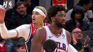 Kyle Kuzma reminding the ref to give Joel Embiid a Tech for this 😂😂 [upl. by Lissa]