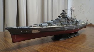 Revell 1350 Scale DKM Battleship Bismarck Lighted Model Finished [upl. by Doowron231]