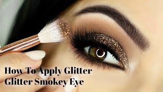 Beginners Eye Makeup Tutorial  How To Apply Glittery Smokey Eyeshadow [upl. by Salman]