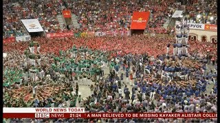 Human tower competition in Tarragona Spain  BBC News  7th October 2018 [upl. by Adnamahs]