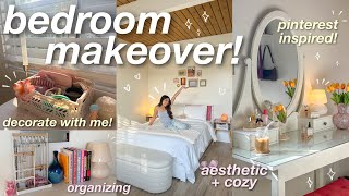 BEDROOM MAKEOVER ⭐️ aesthetic  cozy pinterest inspired decorating organizing etc 🪴 [upl. by Romine]