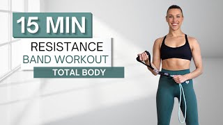 15 min TOTAL BODY RESISTANCE BAND WORKOUT  Strength Training  All Standing [upl. by Margaret351]