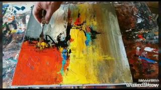 Acrylic abstract painting demonstration Palette knife blending [upl. by Rufford]