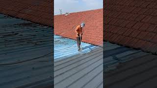 Process of Roof Coating with Waterproof Paint [upl. by Nod704]